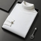 Jersey de cuello alto para hombre de punto fino con cuello vuelto acanalado, puños y bajo acanalados, 6 colores, tallas 