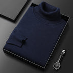 Jersey de cuello alto para hombre de punto fino con cuello vuelto acanalado, puños y bajo acanalados, 6 colores, tallas 
