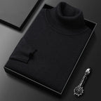 Jersey de cuello alto para hombre de punto fino con cuello vuelto acanalado, puños y bajo acanalados, 6 colores, tallas 