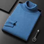 Jersey de cuello alto para hombre de punto fino con cuello vuelto acanalado, puños y bajo acanalados, 6 colores, tallas 