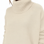 Jersey de cuello vuelto para mujer, punto oversize con mangas acanaladas y aberturas laterales, 9 colores, tallas S a 2X