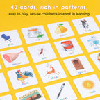 Juego de deletreo con bloques de madera y tarjetas ilustradas