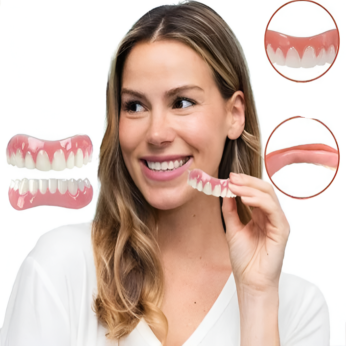 Juego de dentadura de silicona flexible con piezas superior e inferior separadas para adultos