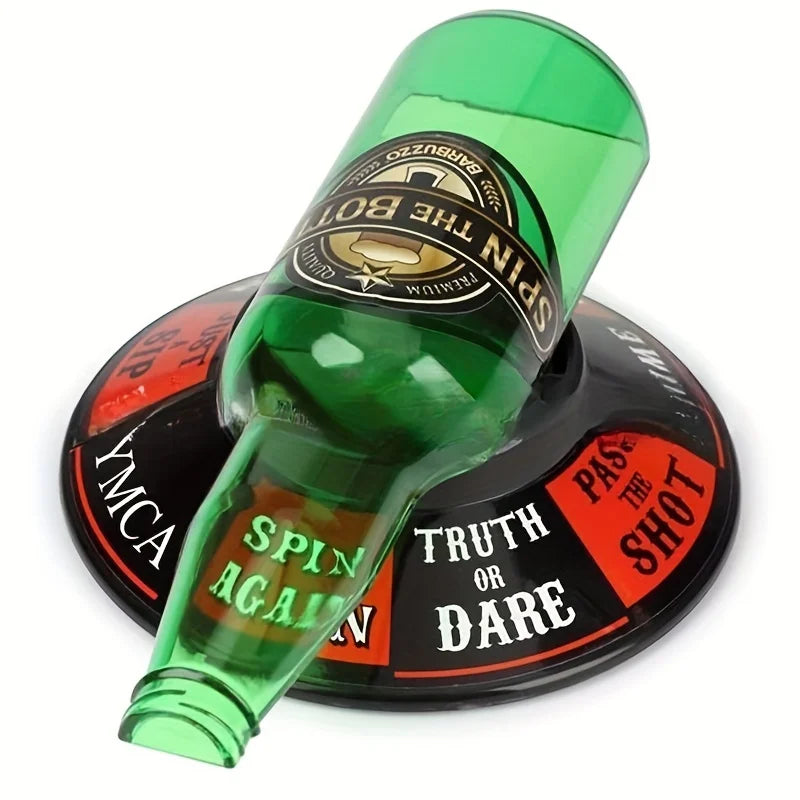 Juego de la botella para fiestas con base giratoria y 8 retos, juego de mesa para beber para adultos, plástico