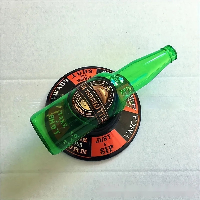 Juego de la botella para fiestas con base giratoria y 8 retos, juego de mesa para beber para adultos, plástico