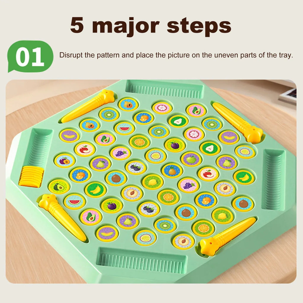Juego de mesa de memoria con fichas giratorias