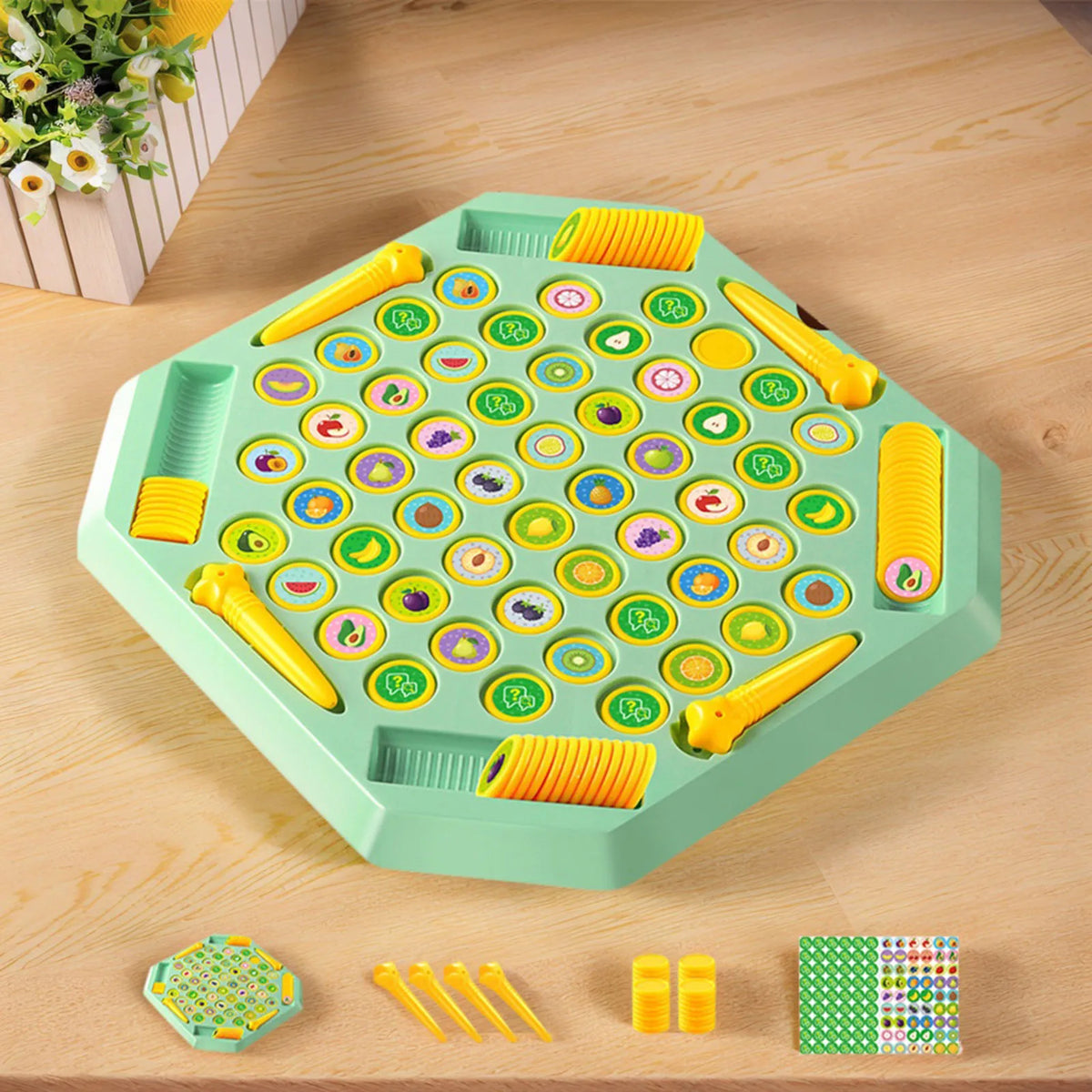 Juego de mesa de memoria con fichas giratorias