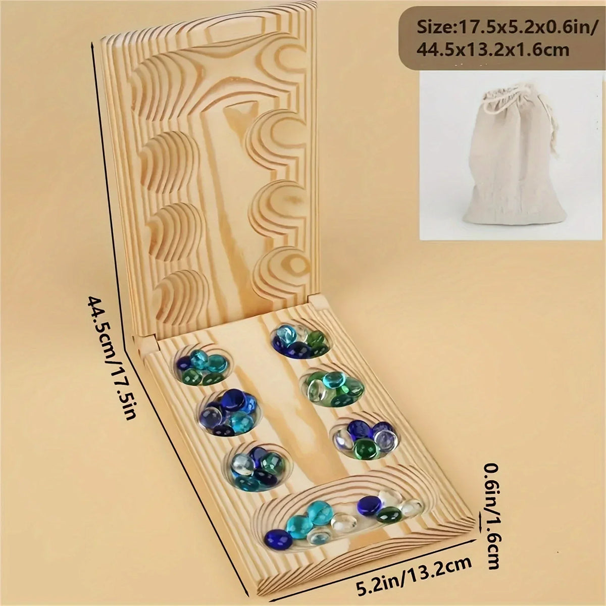 Juego de mesa Mancala de madera natural