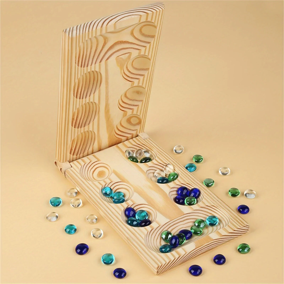 Juego de mesa Mancala de madera natural