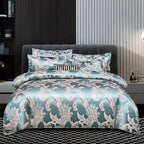 Juego de funda nórdica jacquard de rayón satinado 264×229 cm – Ropa de cama de lujo para verano
