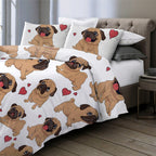 Juego de funda nórdica Pug hippie de dibujos animados – 3 piezas