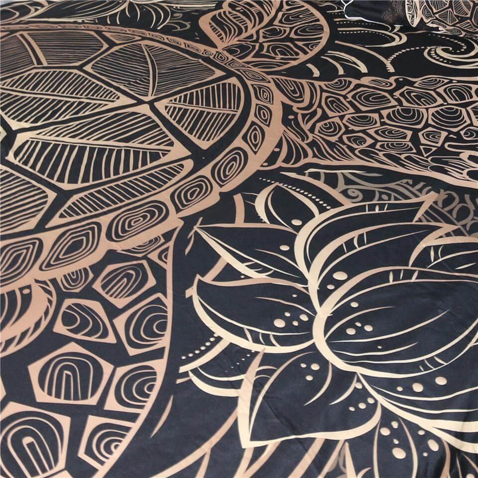 Juego de funda nórdica tortugas doradas de lujo