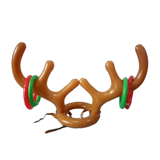 Juego de lanzamiento de anillas con diadema de reno hinchable para Navidad