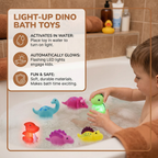 Juguete de baño dinosaurio luminoso con LED de colores para niños