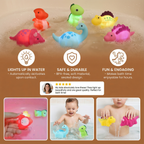 Juguete de baño dinosaurio luminoso con LED de colores para niños