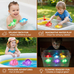 Juguete de baño dinosaurio luminoso con LED de colores para niños