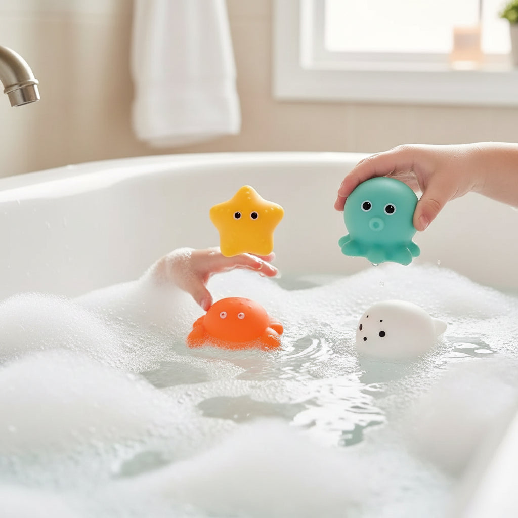 Juguetes de baño flotantes interactivos con luz