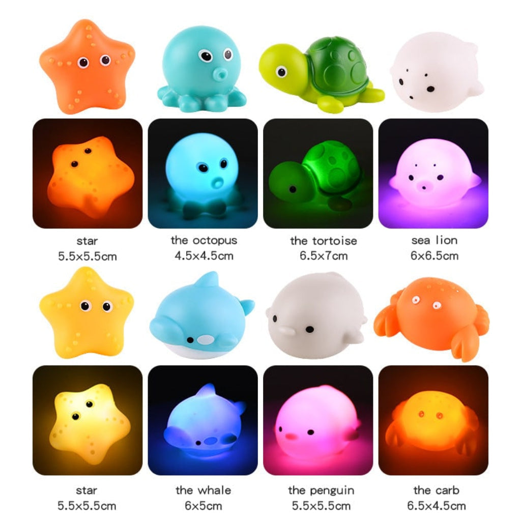 Juguetes de baño flotantes interactivos con luz
