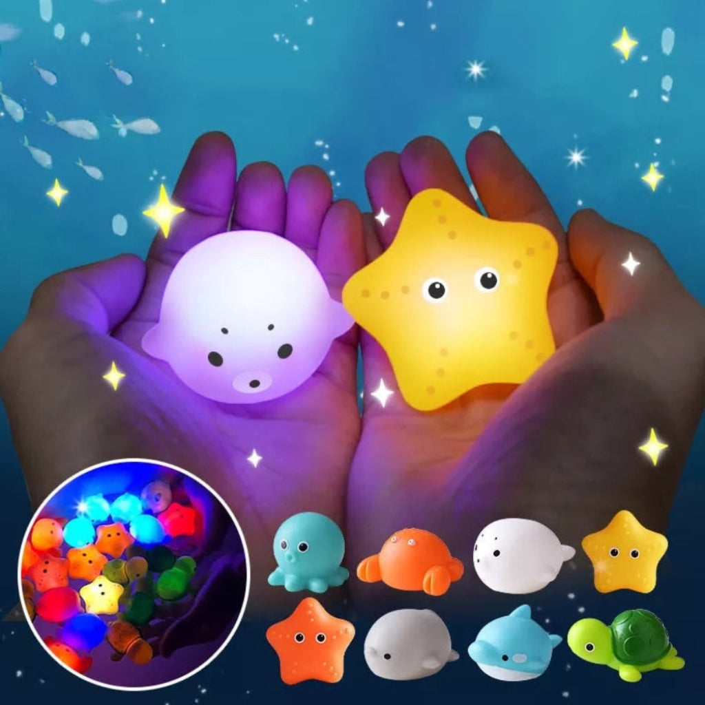 Juguetes de baño flotantes interactivos con luz