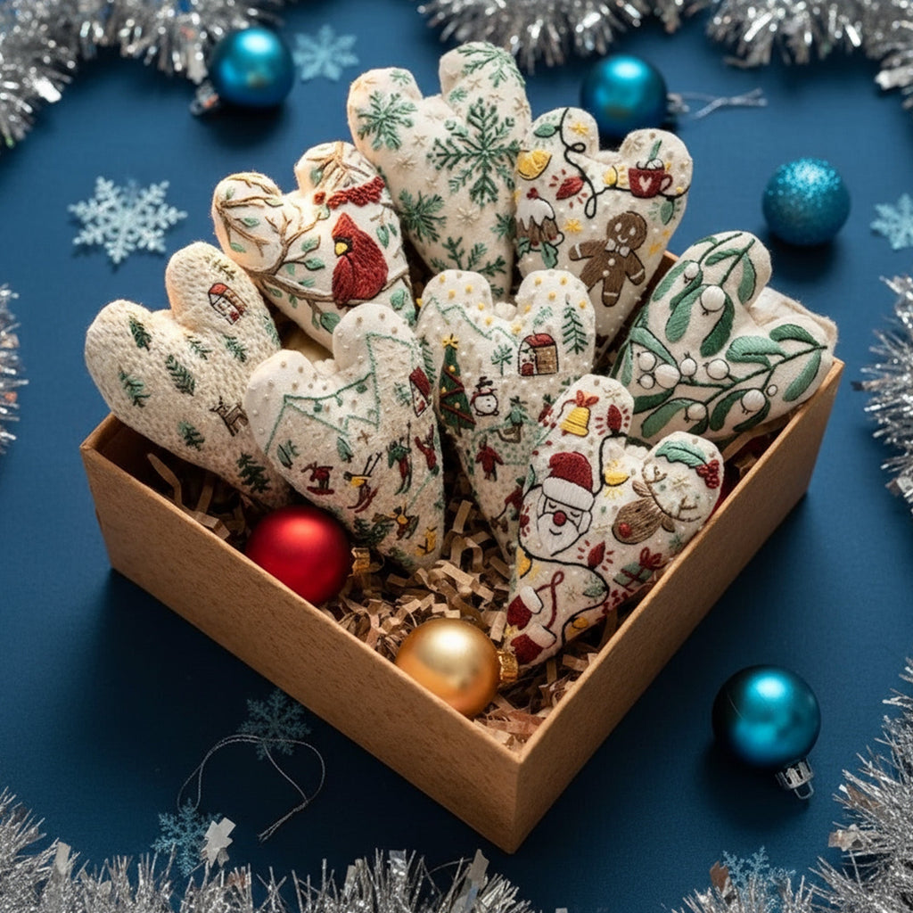 Kit de bordado navideño DIY con forma de corazón