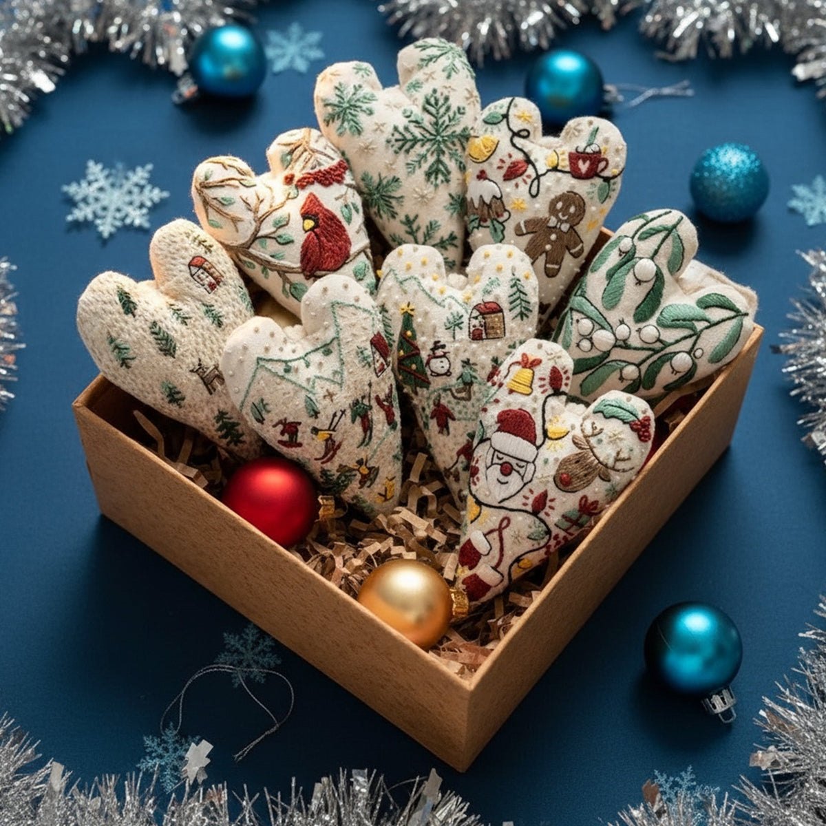 Kit de bordado navideño DIY con forma de corazón
