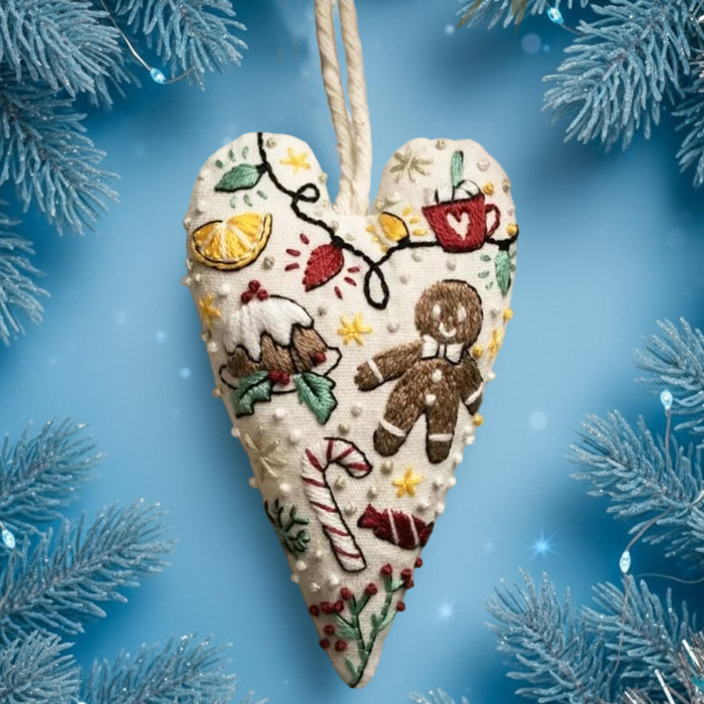 Kit de bordado navideño DIY con forma de corazón