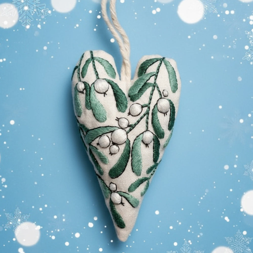 Kit de bordado navideño DIY con forma de corazón