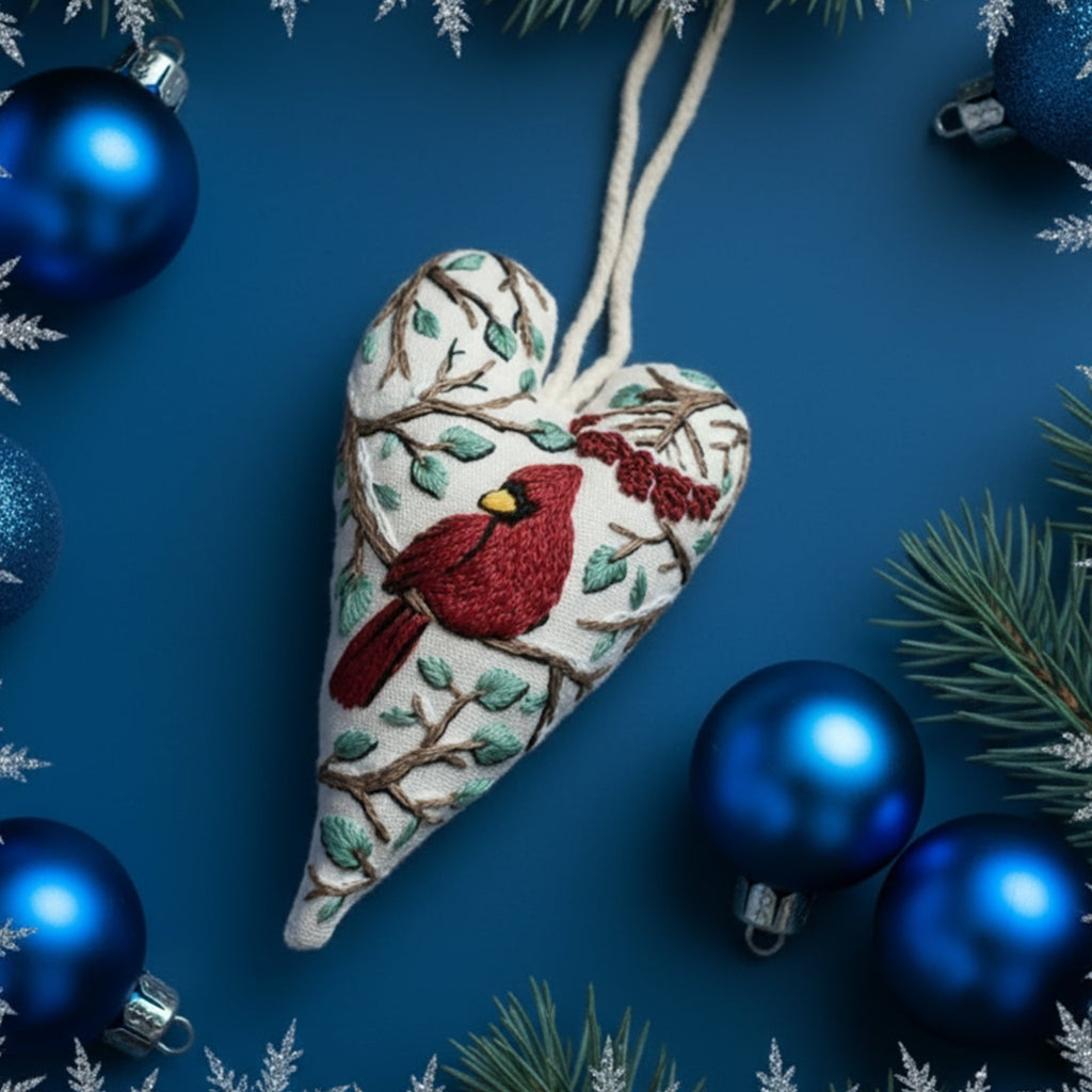 Kit de bordado navideño DIY con forma de corazón