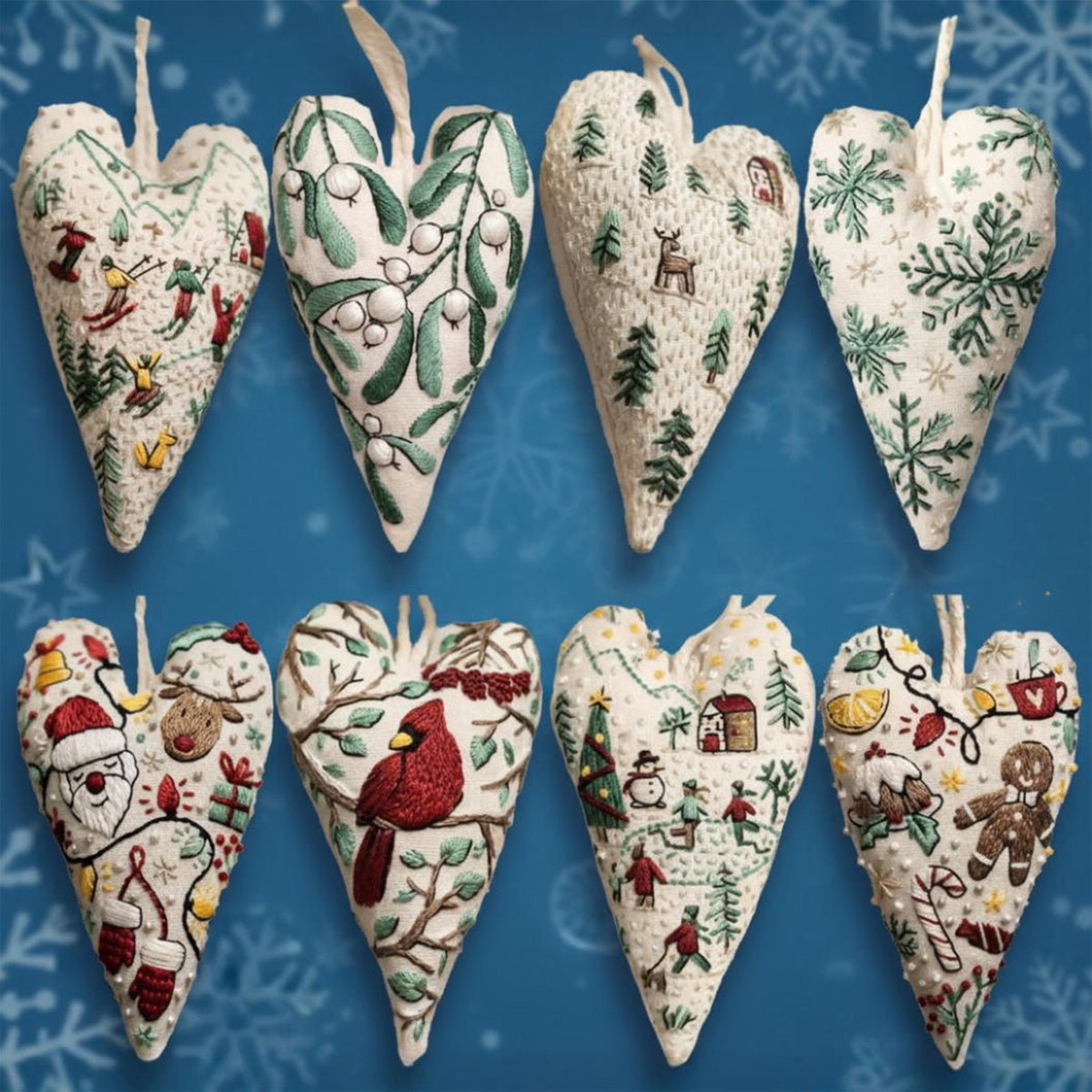 Kit de bordado navideño DIY con forma de corazón