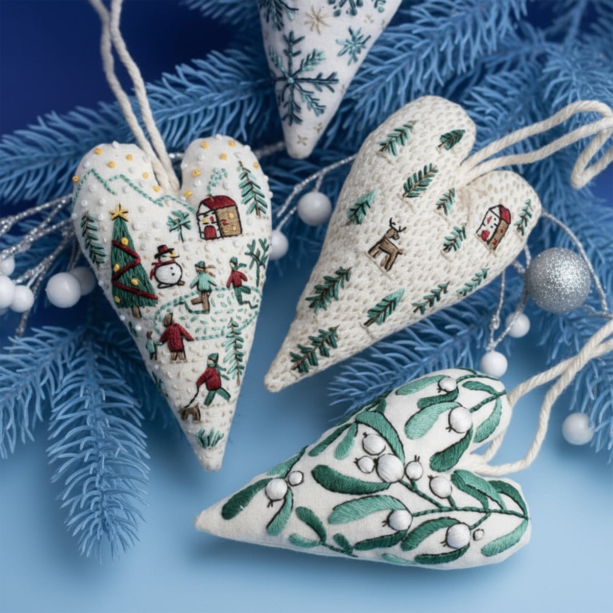Kit de bordado navideño DIY con forma de corazón