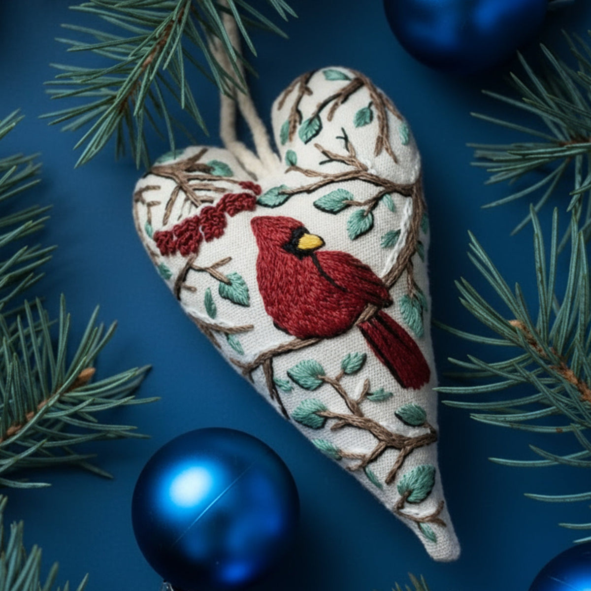 Kit de bordado navideño DIY con forma de corazón