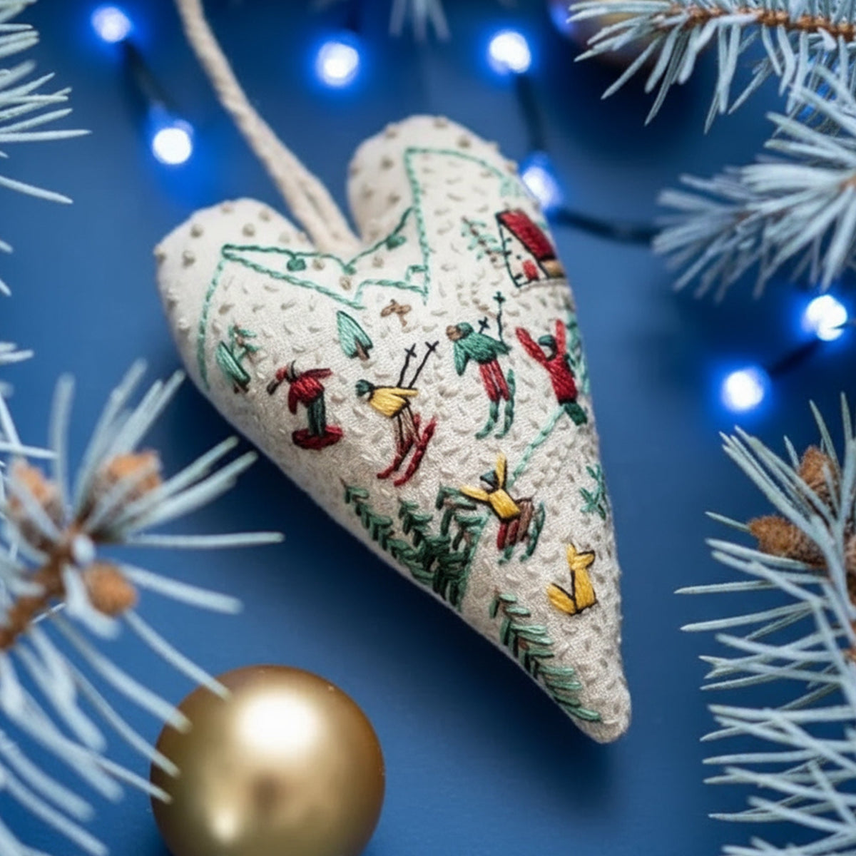 Kit de bordado navideño DIY con forma de corazón