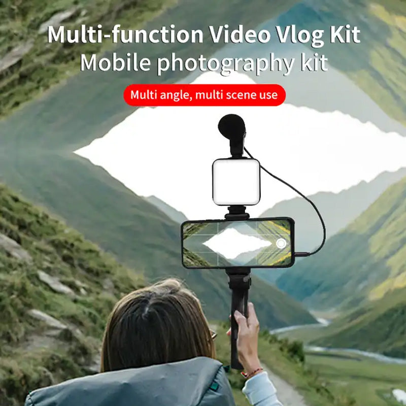 Kit de iluminación con micrófono para vlogging