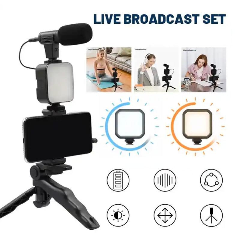 Kit de iluminación con micrófono para vlogging