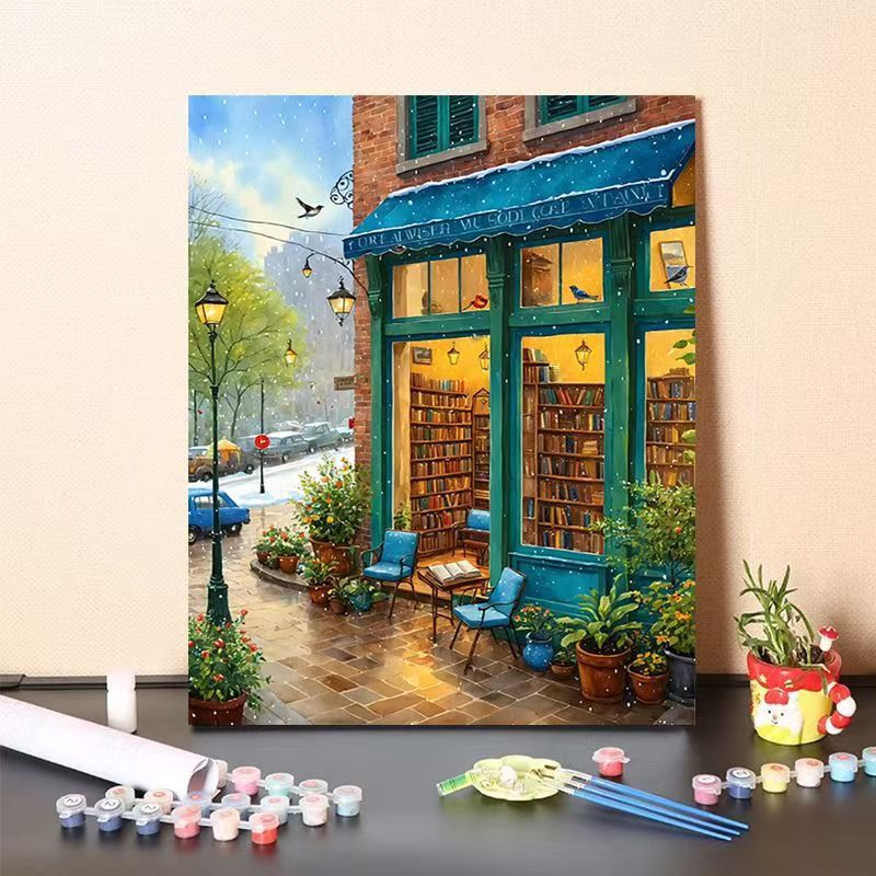 Kit de pintura por números con lienzo de librería