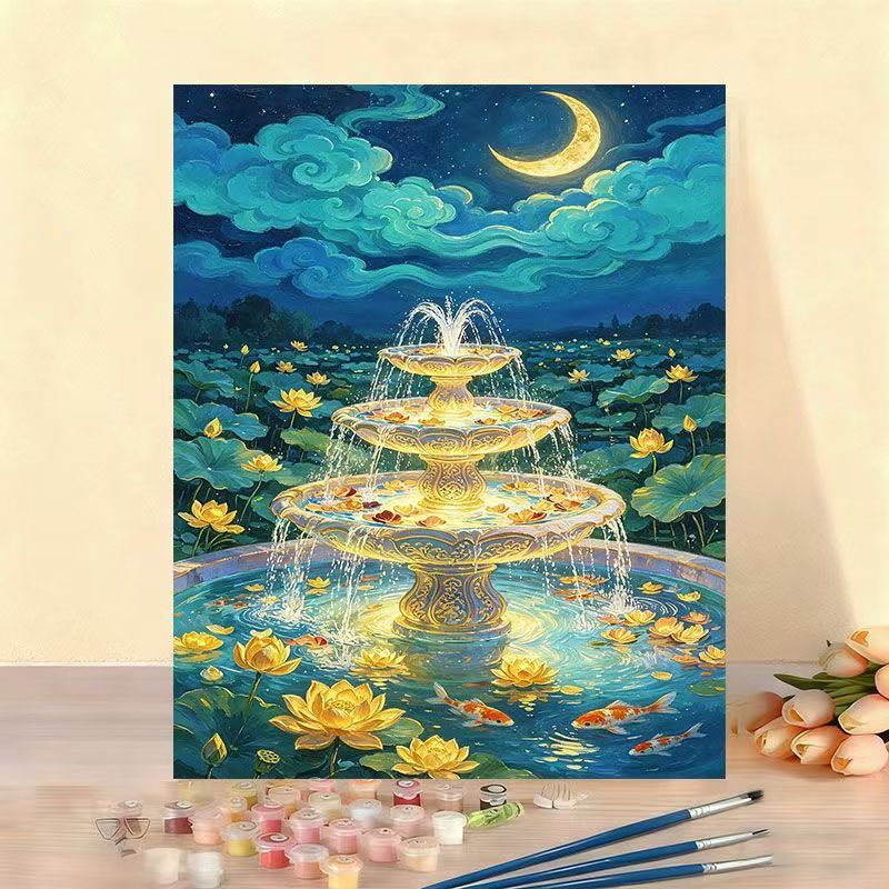 Kit de pintura por números fuente de acuarela