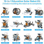Kit de robot solar STEM para niños – juguete de construcción DIY 12 en 1 y 13 en 1