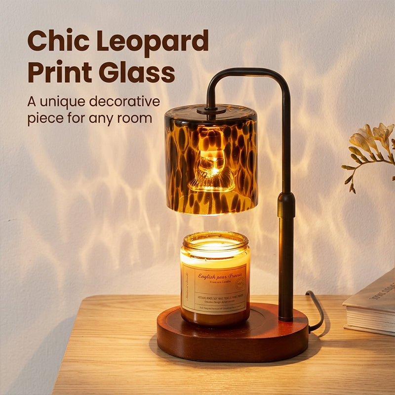 Lámpara calentadora de velas aromáticas regulable con estampado de leopardo
