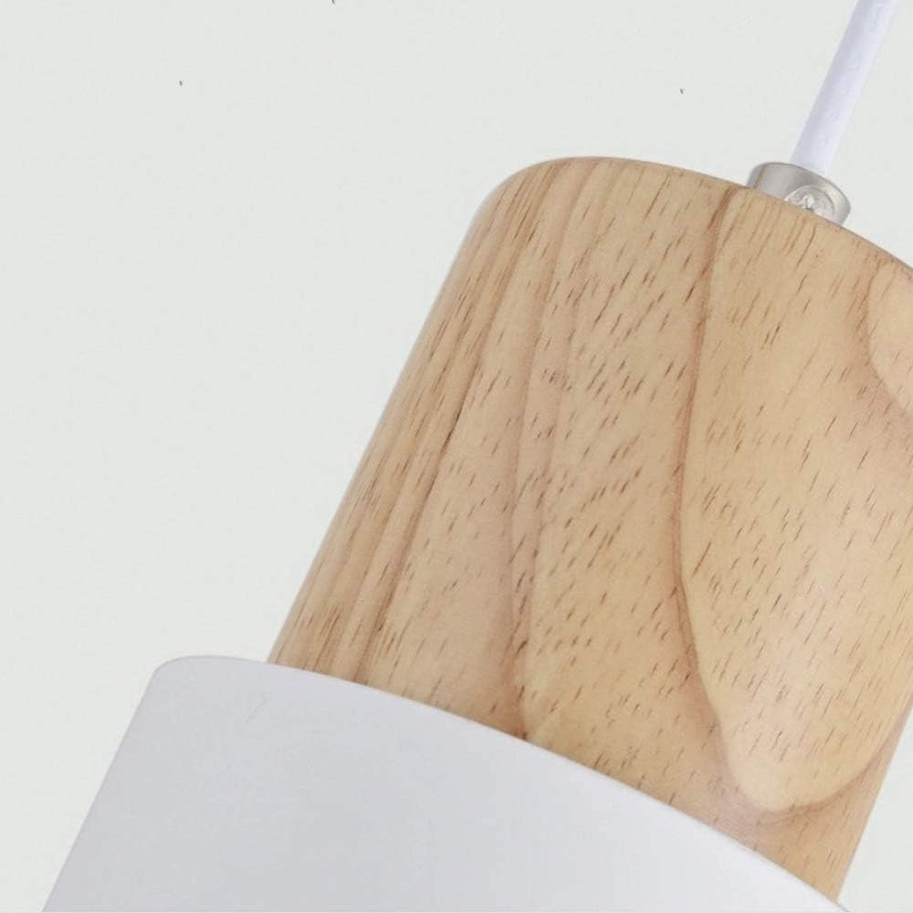 Lámpara colgante cilíndrica de madera y hierro negro