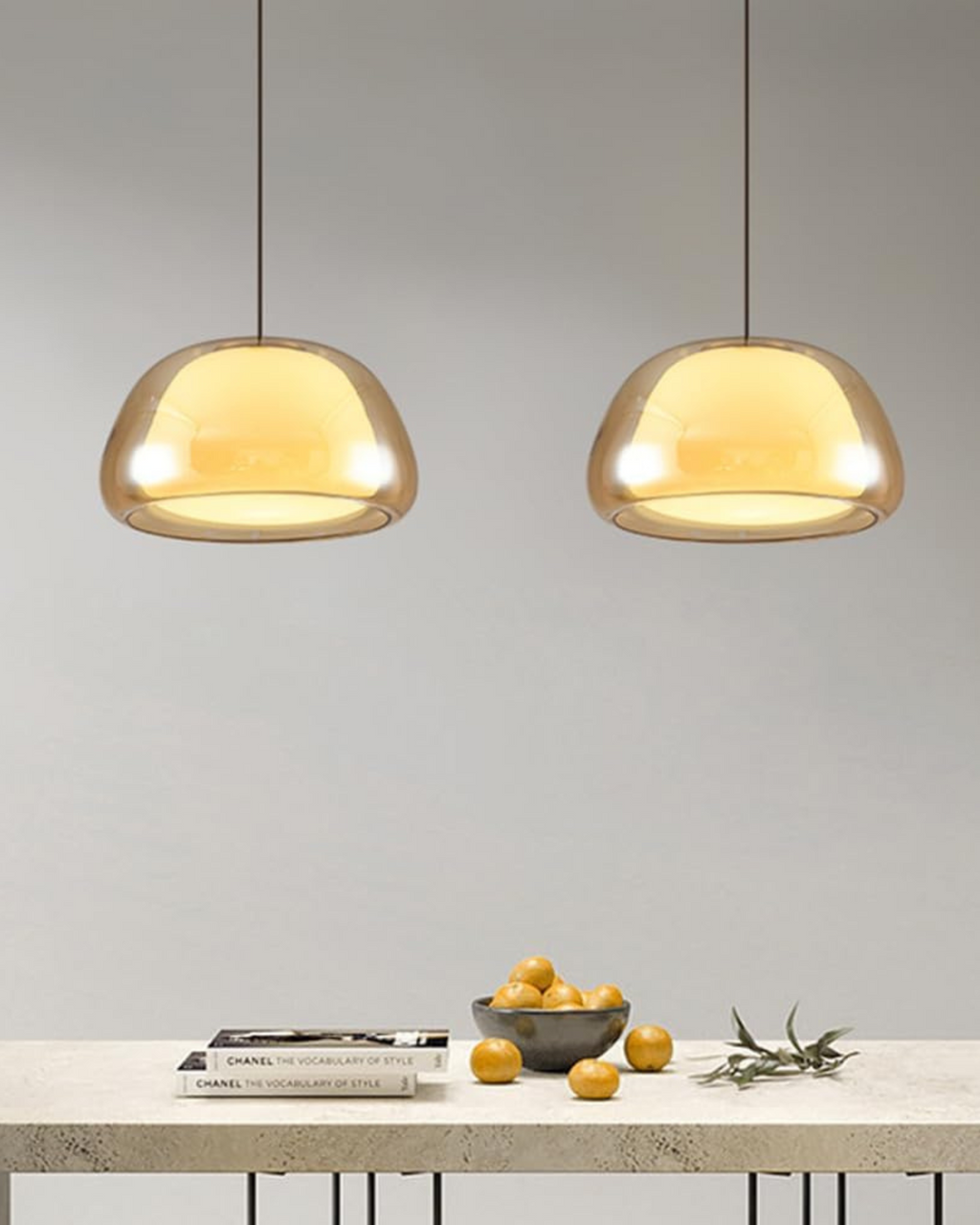 Lámpara colgante de cristal con cúpula elegante