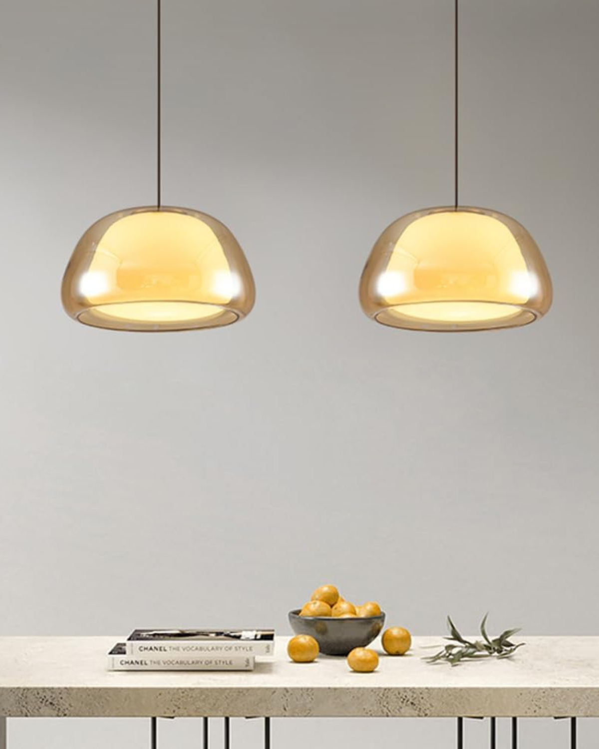 Lámpara colgante de cristal con cúpula elegante