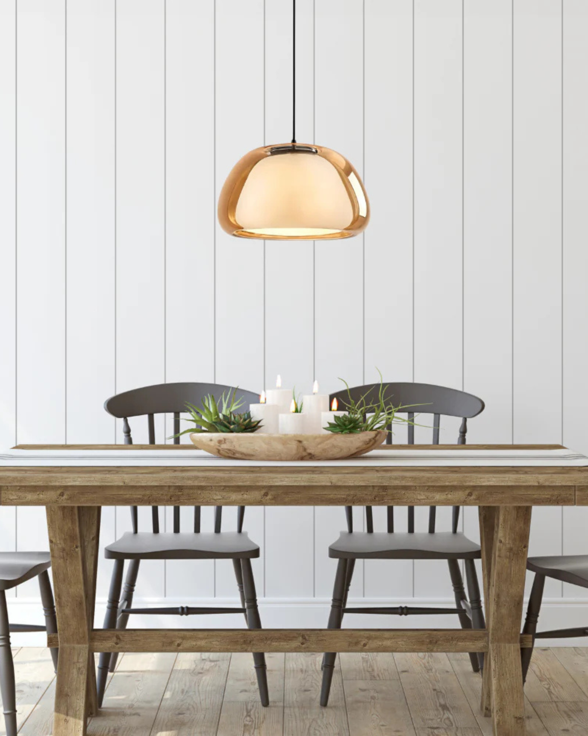 Lámpara colgante de cristal con cúpula elegante
