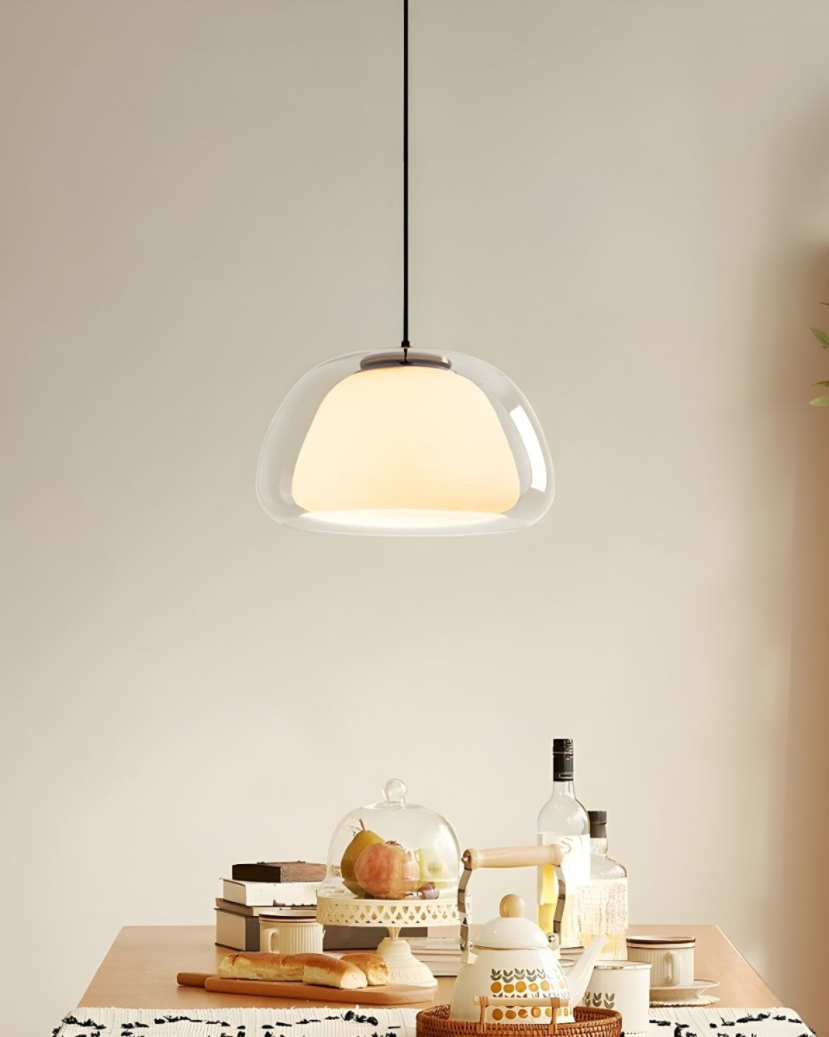Lámpara colgante de cristal con cúpula elegante