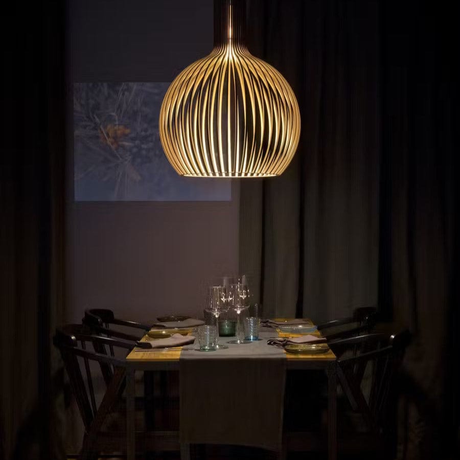 Lámpara colgante de madera ajustable con iluminación LED vintage