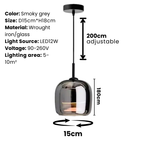Lámpara colgante nórdica de cristal negro – Iluminación moderna para isla de cocina y comedor