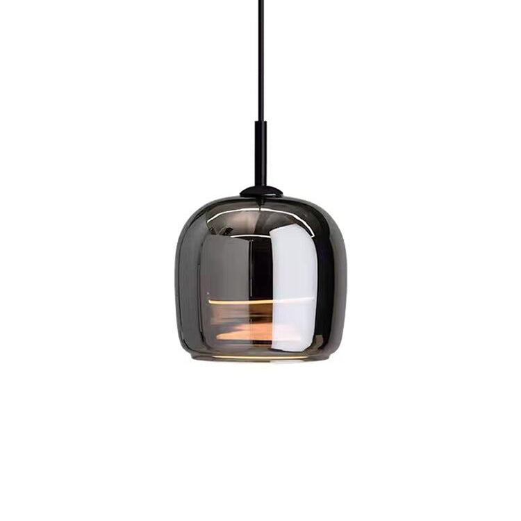 Lámpara colgante nórdica de cristal negro – Iluminación moderna para isla de cocina y comedor