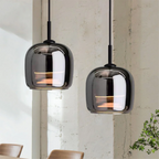 Lámpara colgante nórdica de cristal negro – Iluminación moderna para isla de cocina y comedor