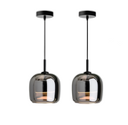 Lámpara colgante nórdica de cristal negro – Iluminación moderna para isla de cocina y comedor