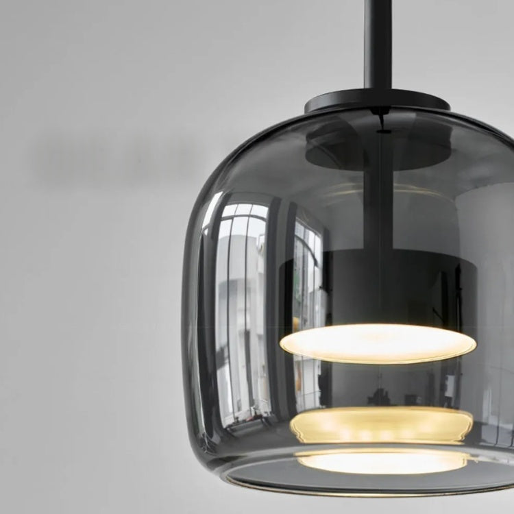 Lámpara colgante nórdica de cristal negro – Iluminación moderna para isla de cocina y comedor