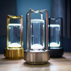 Lámpara de mesa de cristal con panel táctil y carga USB